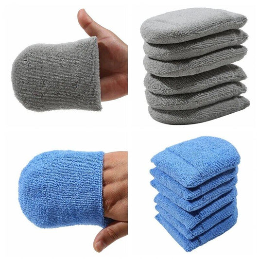 2pcs/6pcs Soft Microfiber Car Wax Applicator Mitts Polishing Sponge